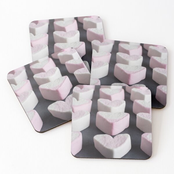 Item preview, Love heart marshmallows lined up designed and sold by Karrakunga.