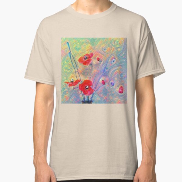 #Deepdreamed Poppies Classic T-Shirt