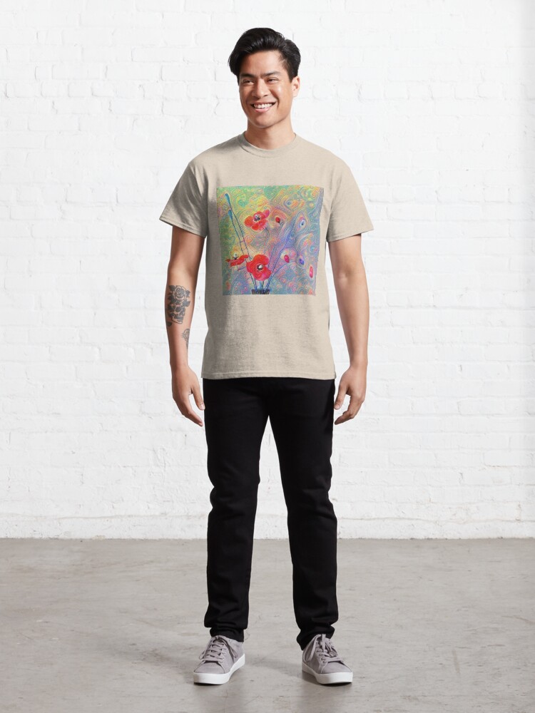 Alternate view of #Deepdreamed Poppies Classic T-Shirt