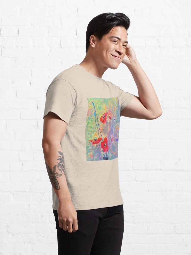 Alternate view of #Deepdreamed Poppies Classic T-Shirt