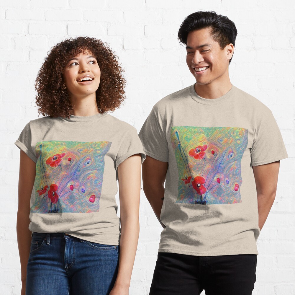 #Deepdreamed Poppies Classic T-Shirt