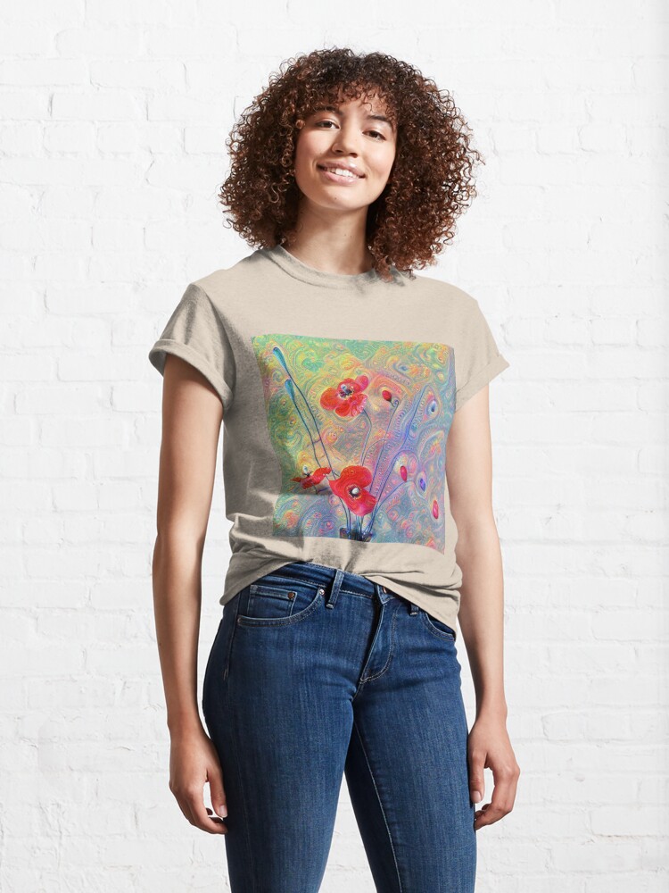 Alternate view of #Deepdreamed Poppies Classic T-Shirt
