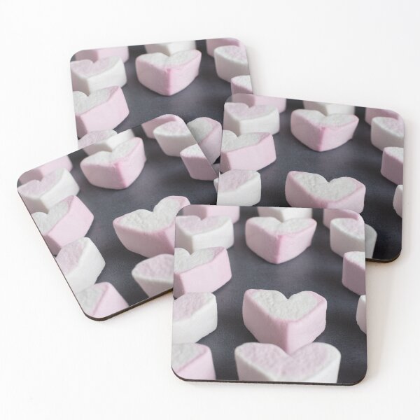 Item preview, Love heart marshmallows lined up with one missing side view designed and sold by Karrakunga.