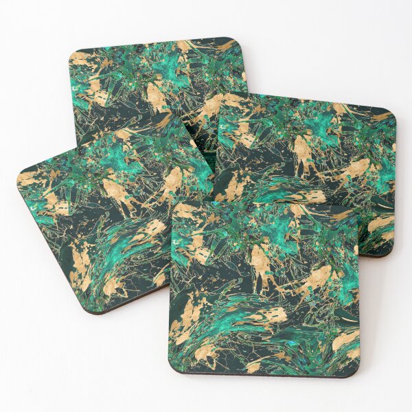 Item preview, Emerald Green and Gold abstract designed and sold by k9printart.