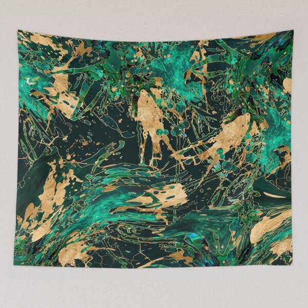 Item preview, Emerald Green and Gold abstract designed and sold by k9printart.