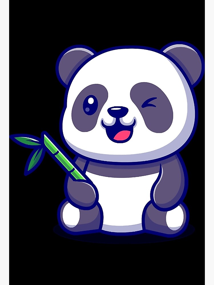 "Cute Panda With Bamboo Cartoon Vector Icon Illustration " Photographic