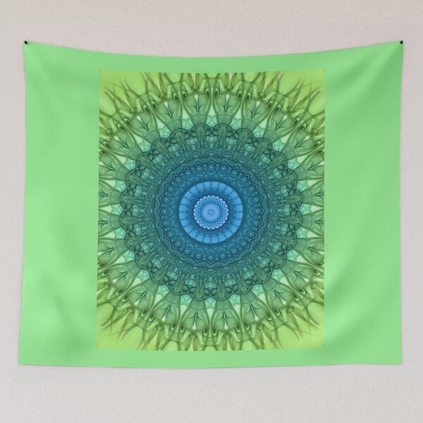 Item preview, Delicate mandala in light green and blue colors designed and sold by JBlaminsky.