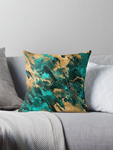 Gold and green throw pillows best sale