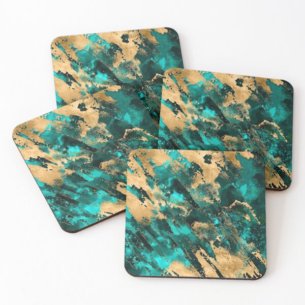 Item preview, Emerald Green and Gold abstract designed and sold by k9printart.