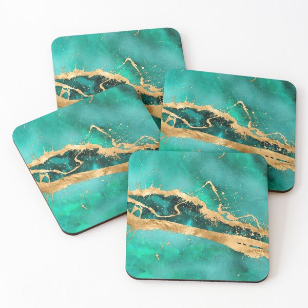 Item preview, Emerald Green and Gold abstract designed and sold by k9printart.