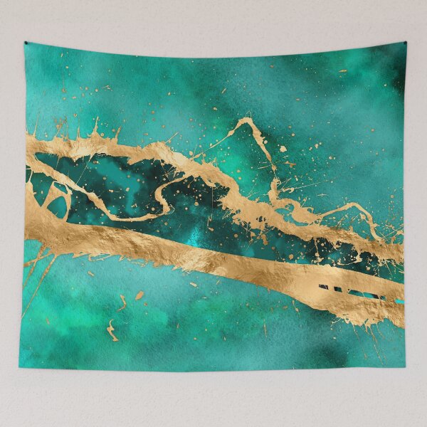 Item preview, Emerald Green and Gold abstract designed and sold by k9printart.