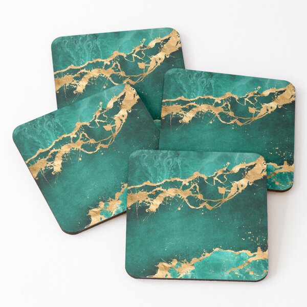 Item preview, Emerald Green and Gold abstract designed and sold by k9printart.