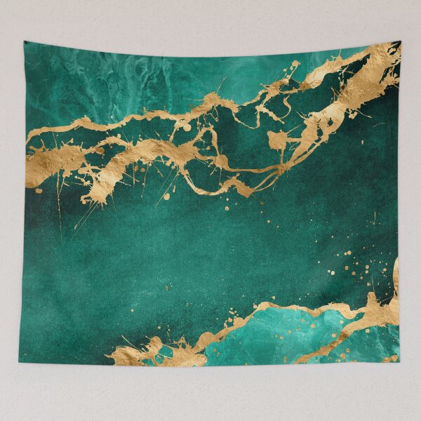 Item preview, Emerald Green and Gold abstract designed and sold by k9printart.