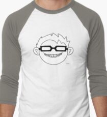 Superhero and nerd with braces and black glasses Men's Baseball ¾ T-Shirt
