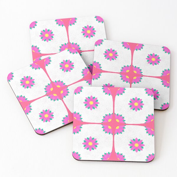 Item preview, Minimal floral tiles - pink designed and sold by Nadia Arsky.