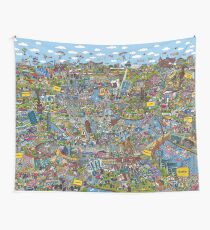 Illustrated map of Berlin Wall Tapestry