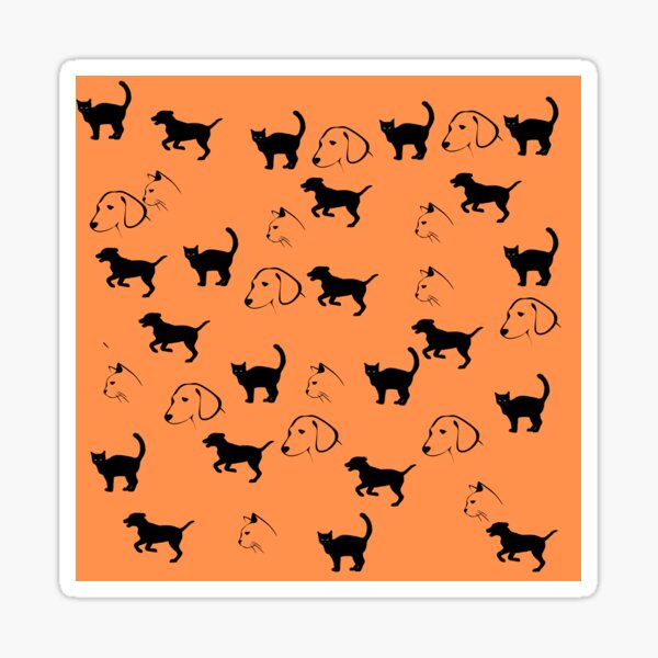 Cats and dogs orange Sticker