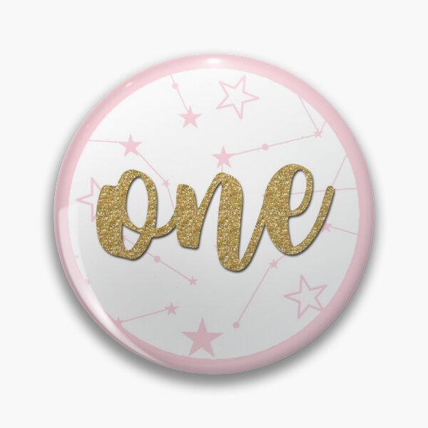Item preview, First Birthday ONE Twinkle Twinkle Little Star Pink & Gold Round Circle designed and sold by CyanSkyDesign.