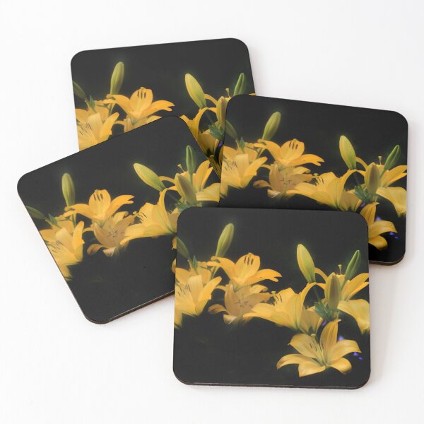 Item preview, Yellow lilies on black background designed and sold by olena2552.