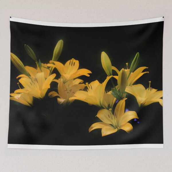 Item preview, Yellow lilies on black background designed and sold by olena2552.