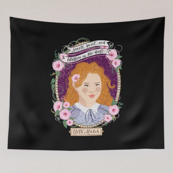 Item preview, Little Women potraits Beth March botanical illustration designed and sold by JustGretaGerwig.
