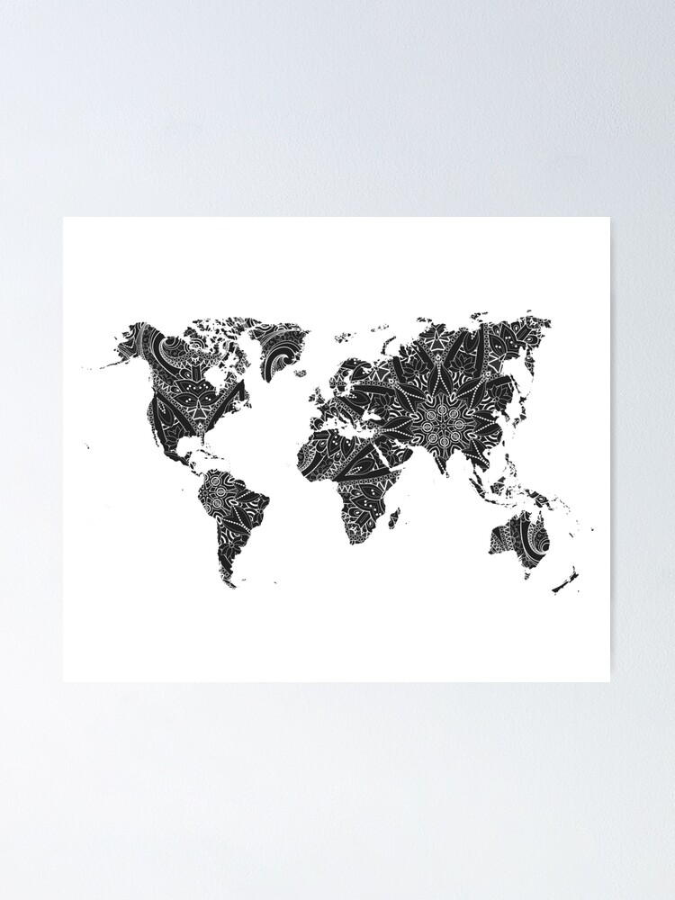 world map black and white poster World Map Black And White Poster By Link2sue Redbubble world map black and white poster