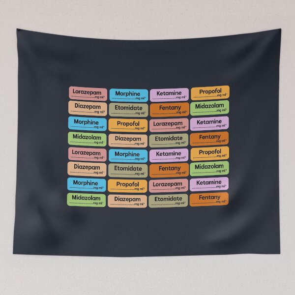 Item preview, CRNA - anesthesia drugs_color coded syringe labels of eight drugs Design designed and sold by GalacticDust.