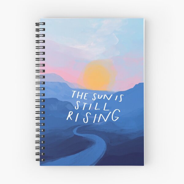 Item preview, The Sun Is Still Rising - Inspirational Quote and Abstract Blue Mountain Sunrise Landscape - Painted by Morgan Harper Nichols designed and sold by morgansgoods.