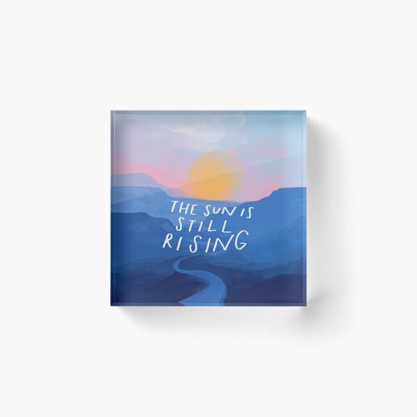 Aperçu de l'œuvre Le soleil se lève toujours - Citation inspirante et paysage abstrait Blue Mountain Sunrise - Peint par Morgan Harper Nichols créée et vendue par morgansgoods.