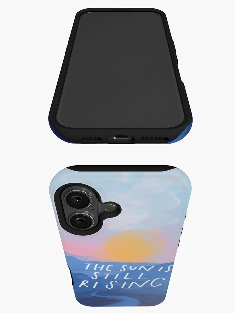 Thumbnail 3 of 4, iPhone Case, The Sun Is Still Rising - Inspirational Quote and Abstract Blue Mountain Sunrise Landscape - Painted by Morgan Harper Nichols designed and sold by morgansgoods.