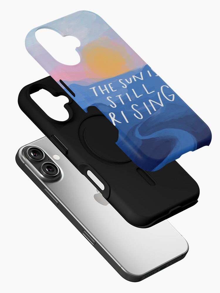 Thumbnail 2 of 4, iPhone Case, The Sun Is Still Rising - Inspirational Quote and Abstract Blue Mountain Sunrise Landscape - Painted by Morgan Harper Nichols designed and sold by morgansgoods.