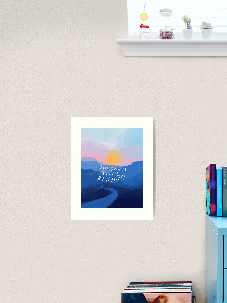 Aperçu 2 sur 3. Impression artistique avec l'œuvre Le soleil se lève toujours - Citation inspirante et paysage abstrait Blue Mountain Sunrise - Peint par Morgan Harper Nichols créée et vendue par morgansgoods.