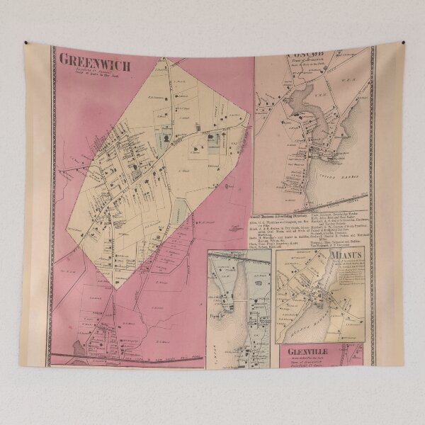Item preview, Old Greenwich CT Map (1867) Vintage Connecticut Town Atlas designed and sold by BravuraMedia.