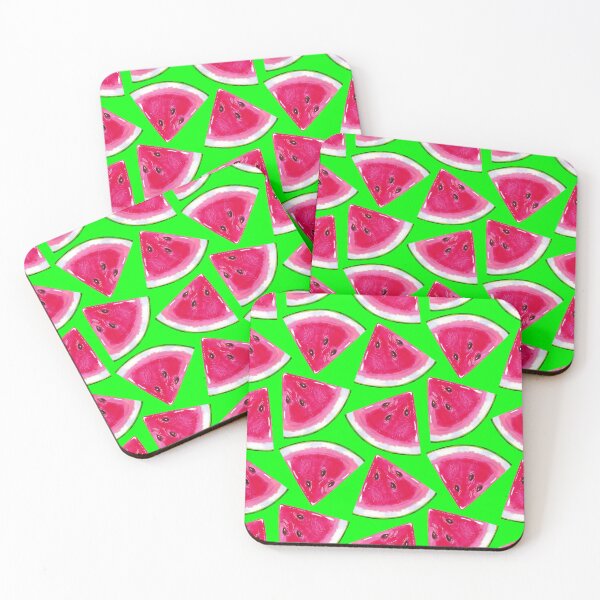 Item preview, Watermelon slices on a bright green background designed and sold by Colibri77.