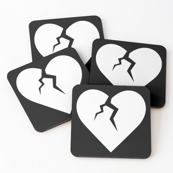 Item preview, Broken Heart (White on Black) designed and sold by 11thIdeaDesigns.