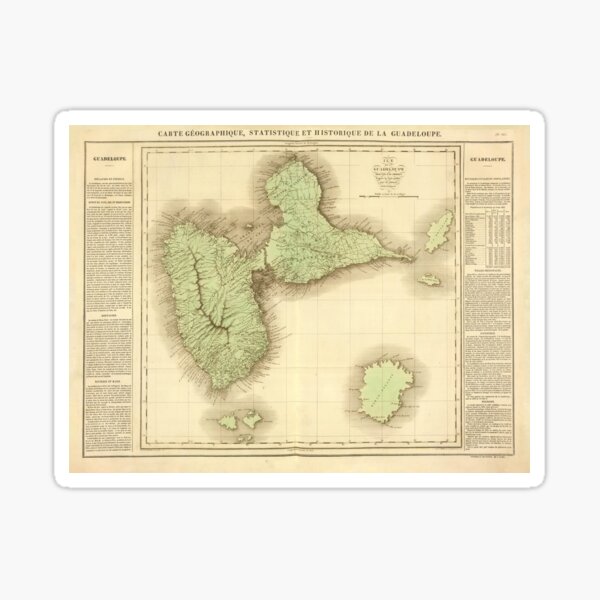 Item preview, Old Guadeloupe Island Map (1825) Vintage Gwadloup Isle Atlas designed and sold by BravuraMedia.