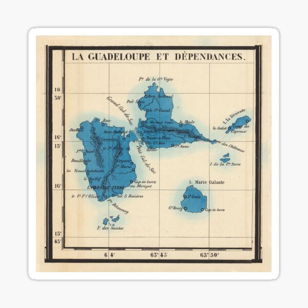 Item preview, Old Guadeloupe Island Map (1844) Vintage Gwadloup Isle Atlas designed and sold by BravuraMedia.