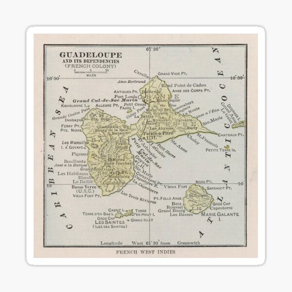 Item preview, Old Guadeloupe Island Map (1912) Vintage Gwadloup Isle Atlas designed and sold by BravuraMedia.