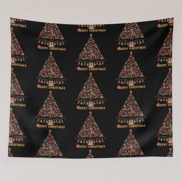 Item preview, Merry Christmas USA | American Christmas Tree Made Up of US Icons/Symbols Vintage designed and sold by InkItStudio.