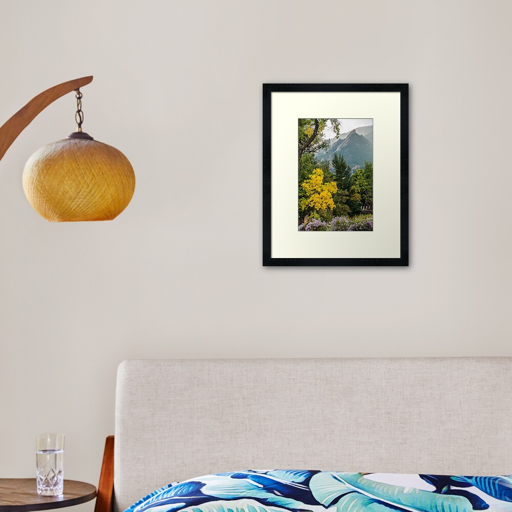 Flatirons Fall Silhoette Framed Art Print