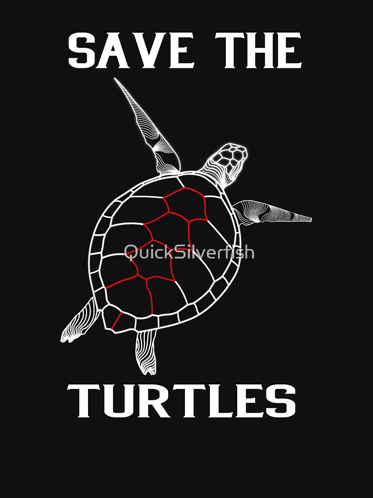 Disover White Line Art Save The Turtles Classic T-Shirt