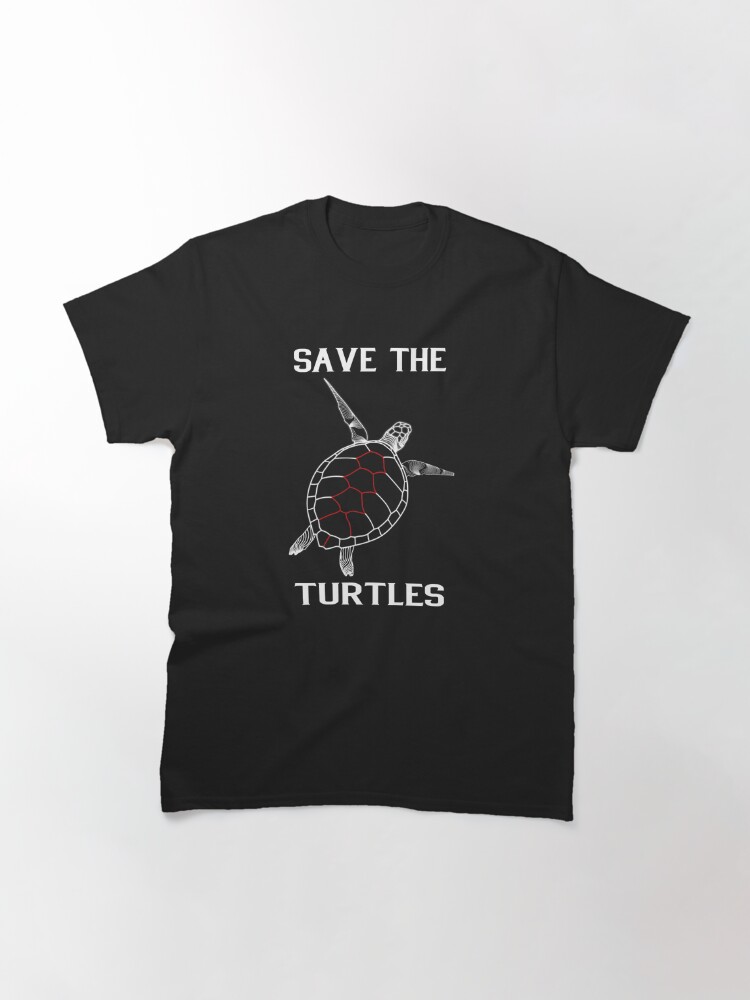 Discover White Line Art Save The Turtles Classic T-Shirt