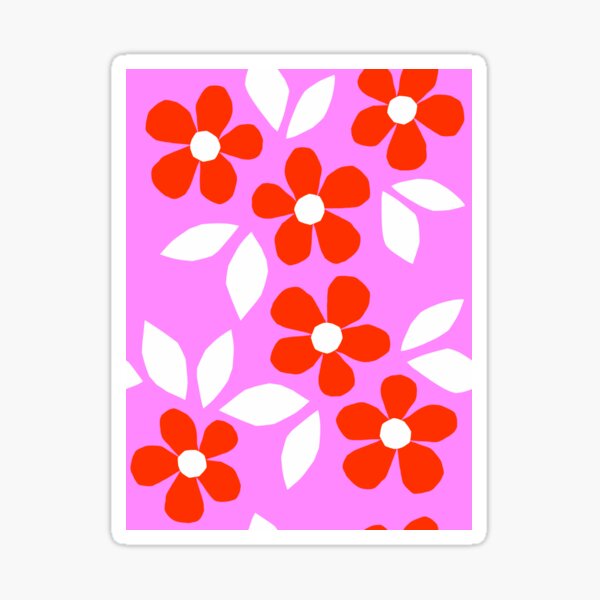 Copy of Bloom Happy - Retro Floral Collage Nº2 Red and Pink Sticker