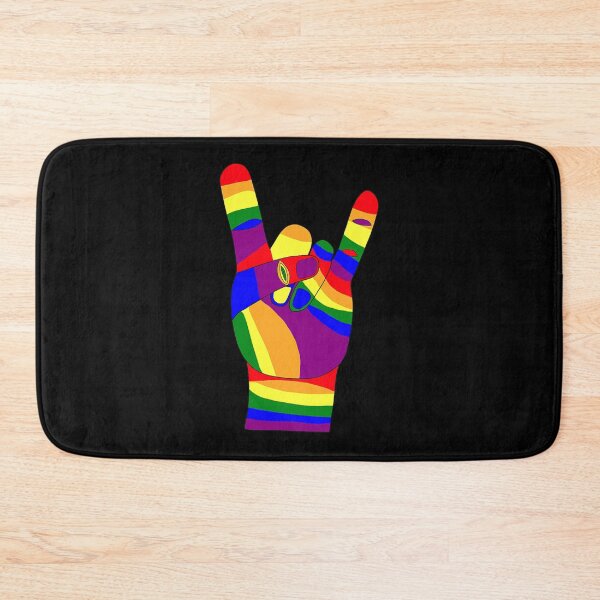 Item preview, Heavy Metal Hand Devil Horns Lgbt Pride Flag Colors designed and sold by MillieConnor.