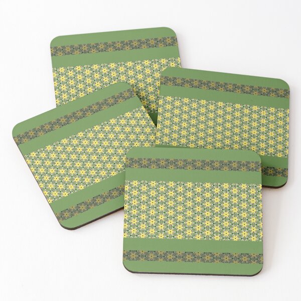 Item preview, Hand crafted pattern design yellow on hippie green designed and sold by CyberArt Designers.