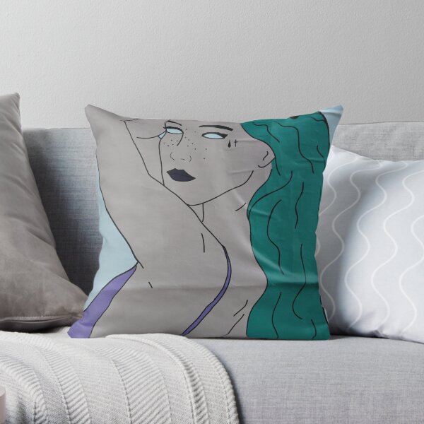 the strong beauty with the green hair Throw Pillow