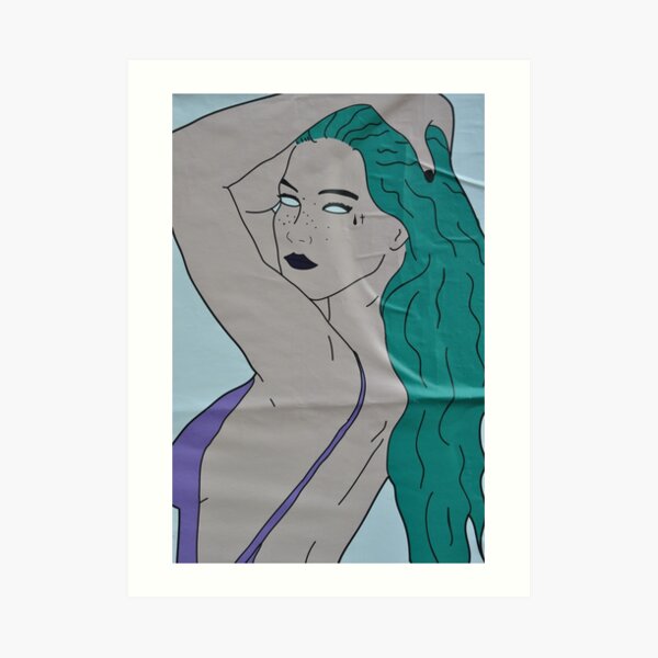 the strong beauty with the green hair Art Print