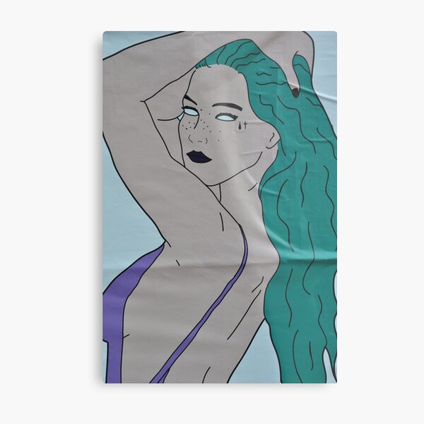 the strong beauty with the green hair Metal Print