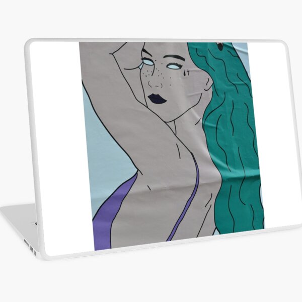 the strong beauty with the green hair Laptop Skin