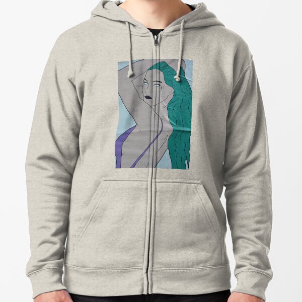 the strong beauty with the green hair Zipped Hoodie